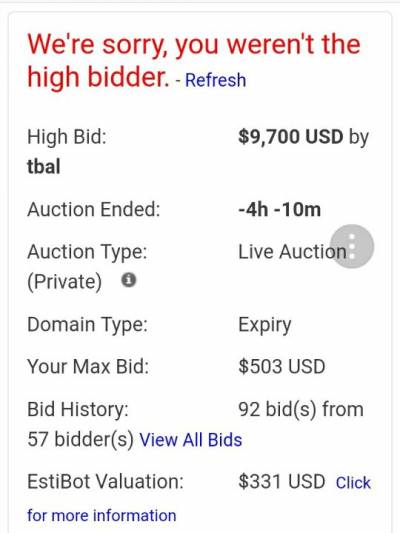 bzip.org의 경매 결과이다. 9700달러 (한화 약 1090만원)에 낙찰되었다.